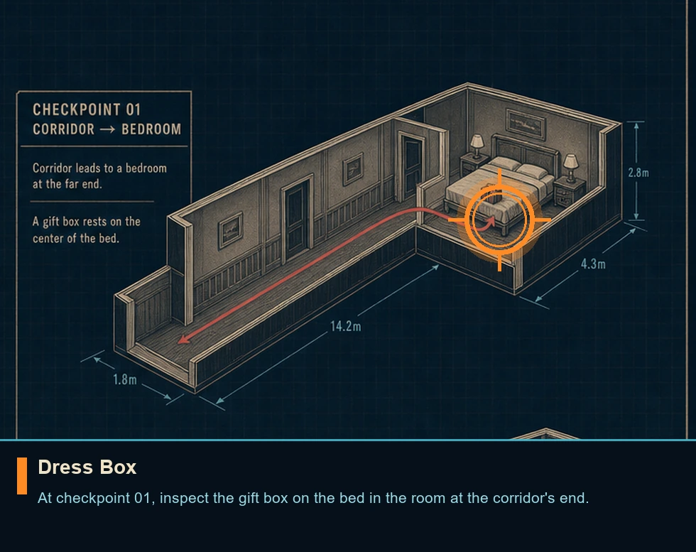 Location guide visual for Dress Box in 007 FIRST LIGHT