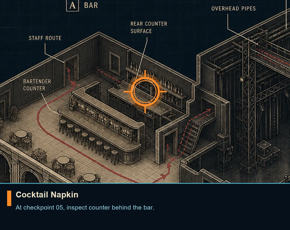 Location guide visual for Cocktail Napkin in 007 FIRST LIGHT