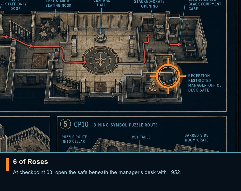 Location guide visual for 6 of Roses in 007 FIRST LIGHT