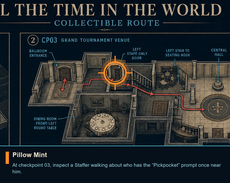 Location guide visual for Pillow Mint in 007 FIRST LIGHT
