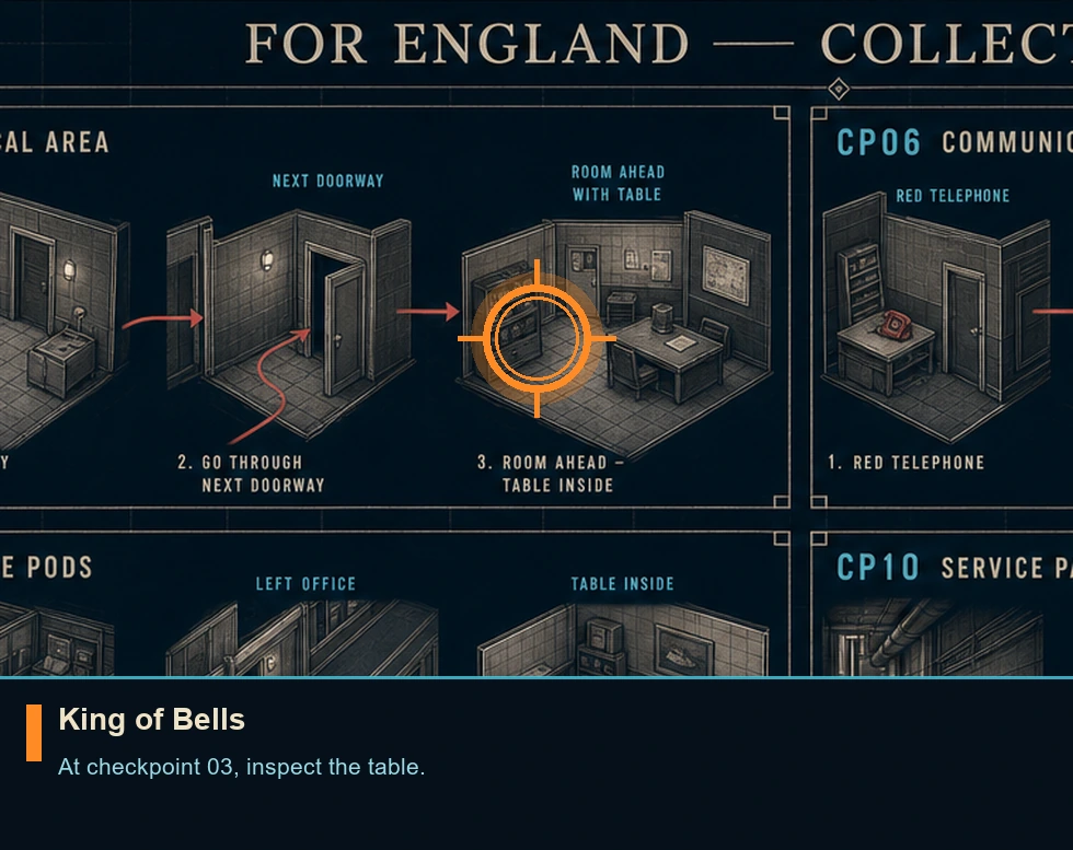 Location guide visual for King of Bells in 007 FIRST LIGHT