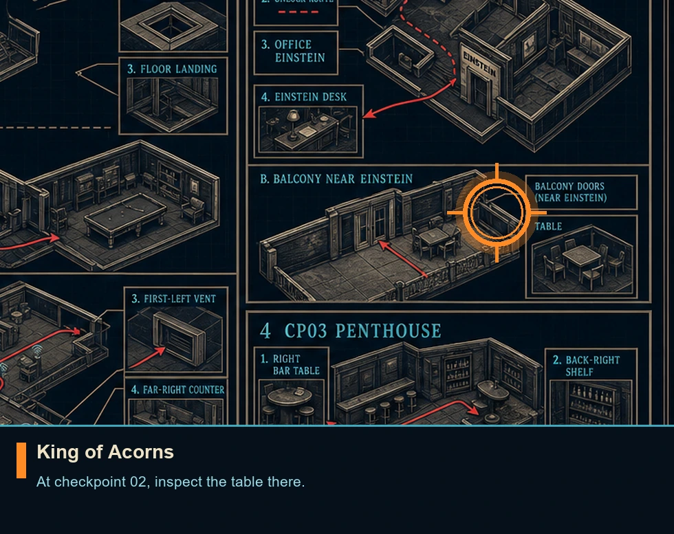 Location guide visual for King of Acorns in 007 FIRST LIGHT