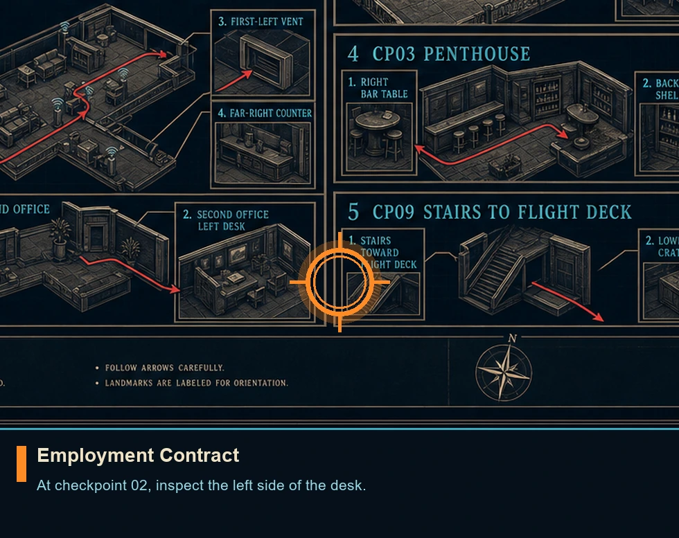 Location guide visual for Employment Contract in 007 FIRST LIGHT