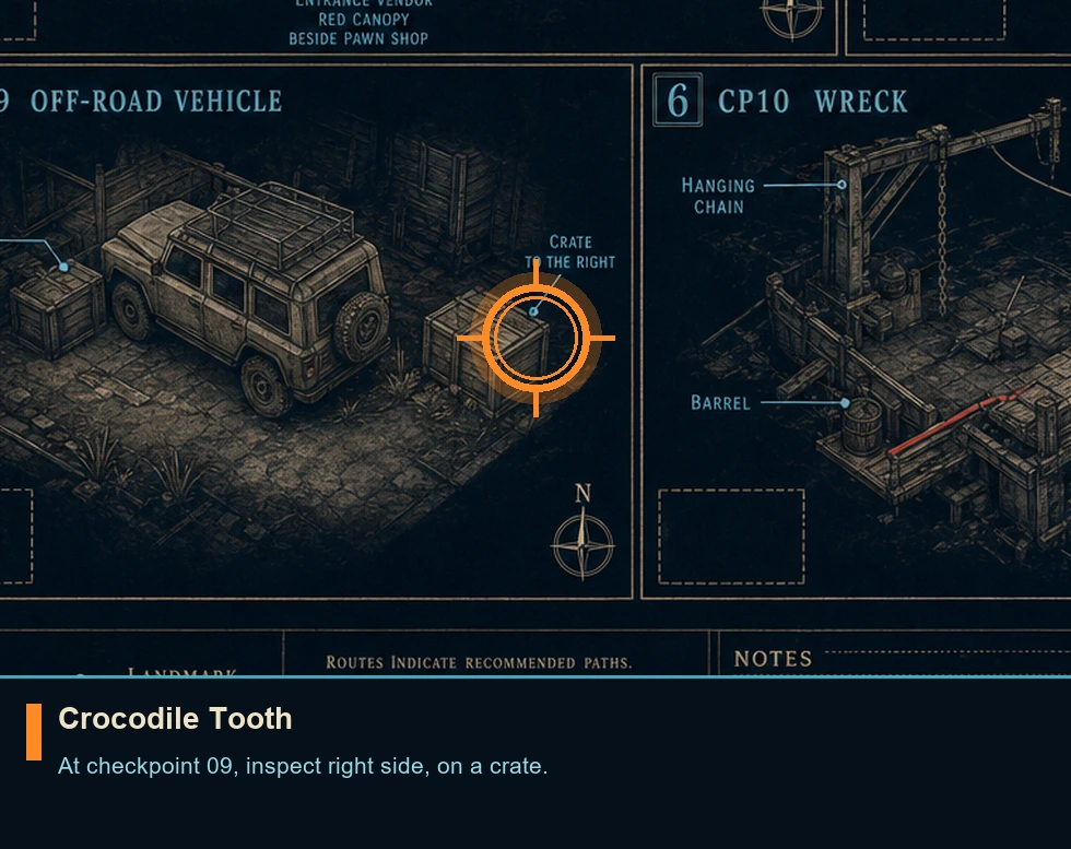 Location guide visual for Crocodile Tooth in 007 FIRST LIGHT