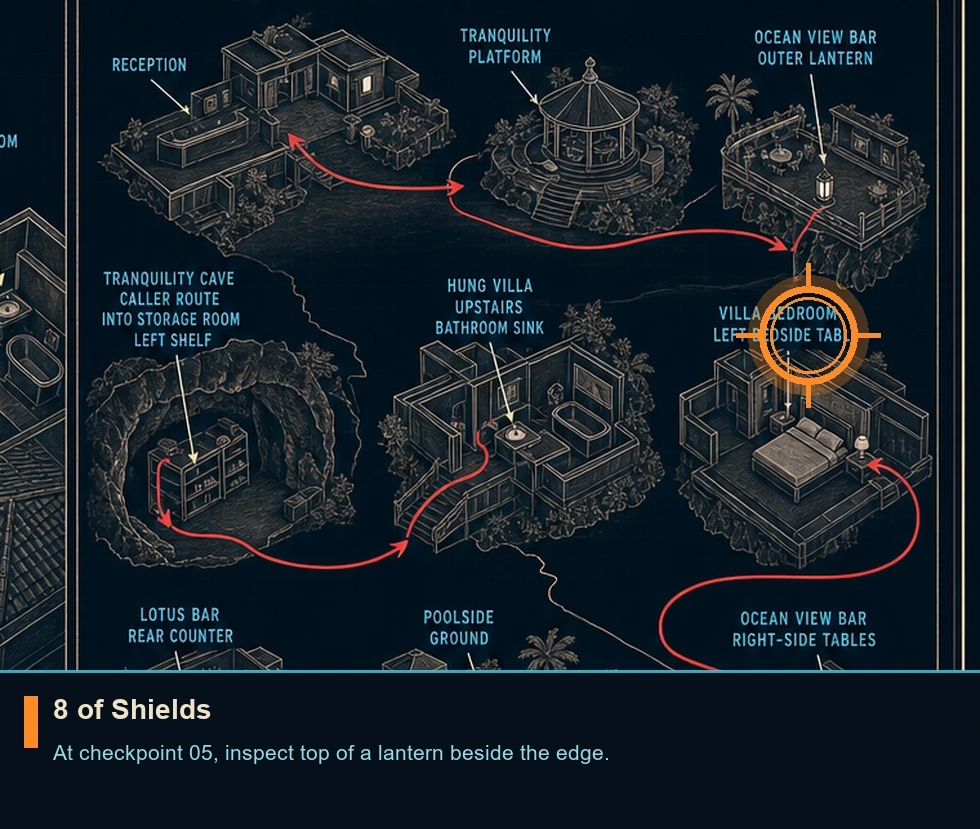 Location guide visual for 8 of Shields in 007 FIRST LIGHT