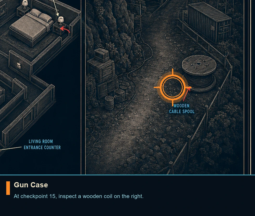 Location guide visual for Gun Case in 007 FIRST LIGHT