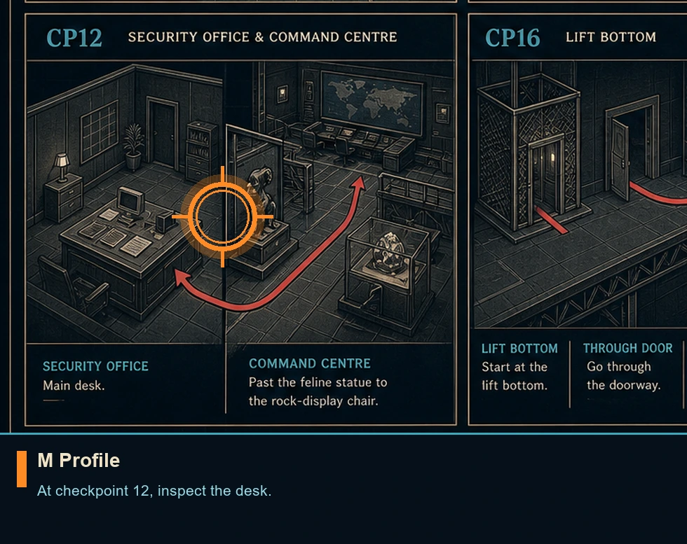 Location guide visual for M Profile in 007 FIRST LIGHT
