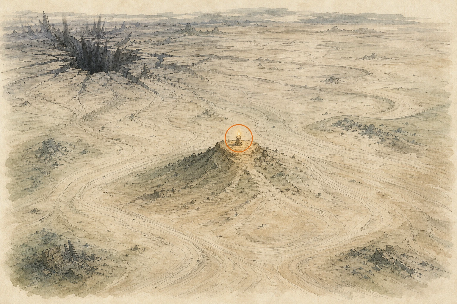 Location guide visual for Secret Place #6, Blazing Sand in Crimson Desert