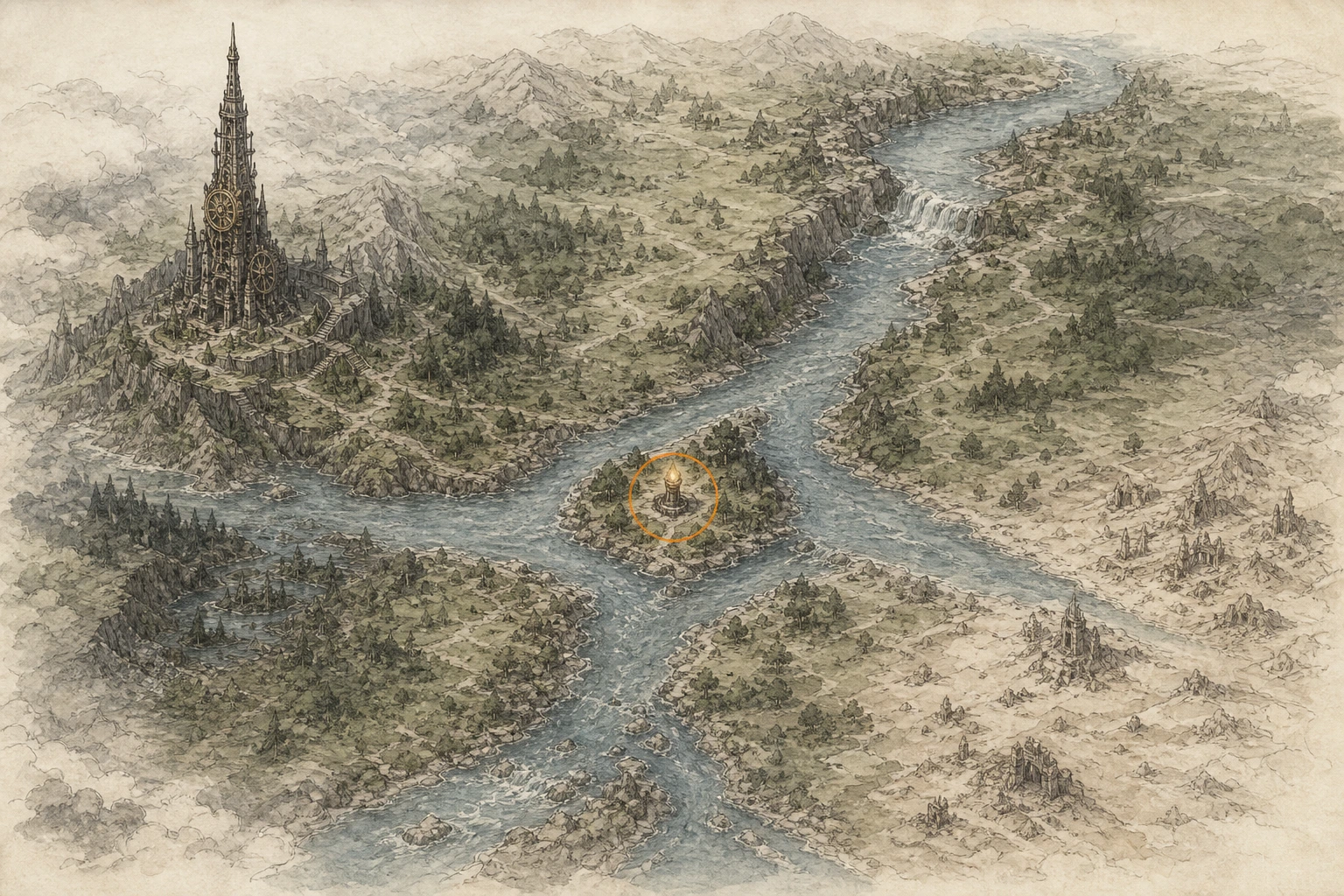 Location guide visual for Secret Place #31, Threefold Fork in Crimson Desert