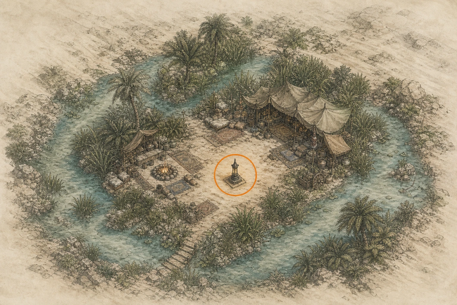 Location guide visual for Secret Place #38, Everflowing Spring in Crimson Desert