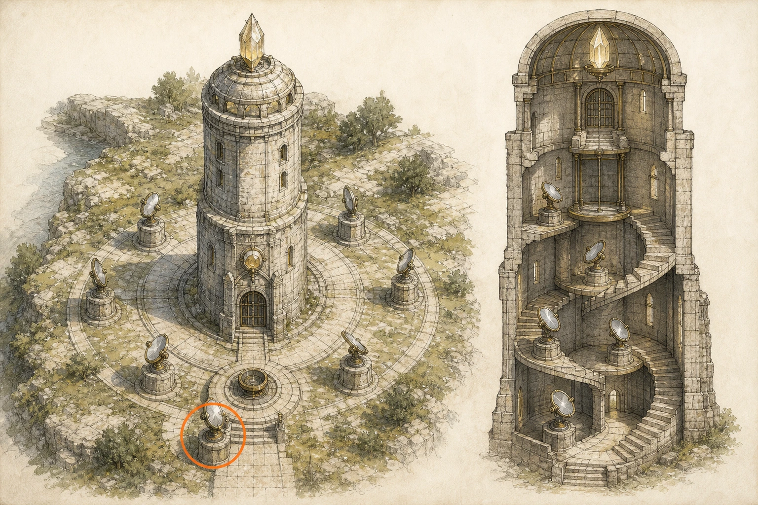 Location guide visual for Spire #3, Spire of the Sun in Crimson Desert