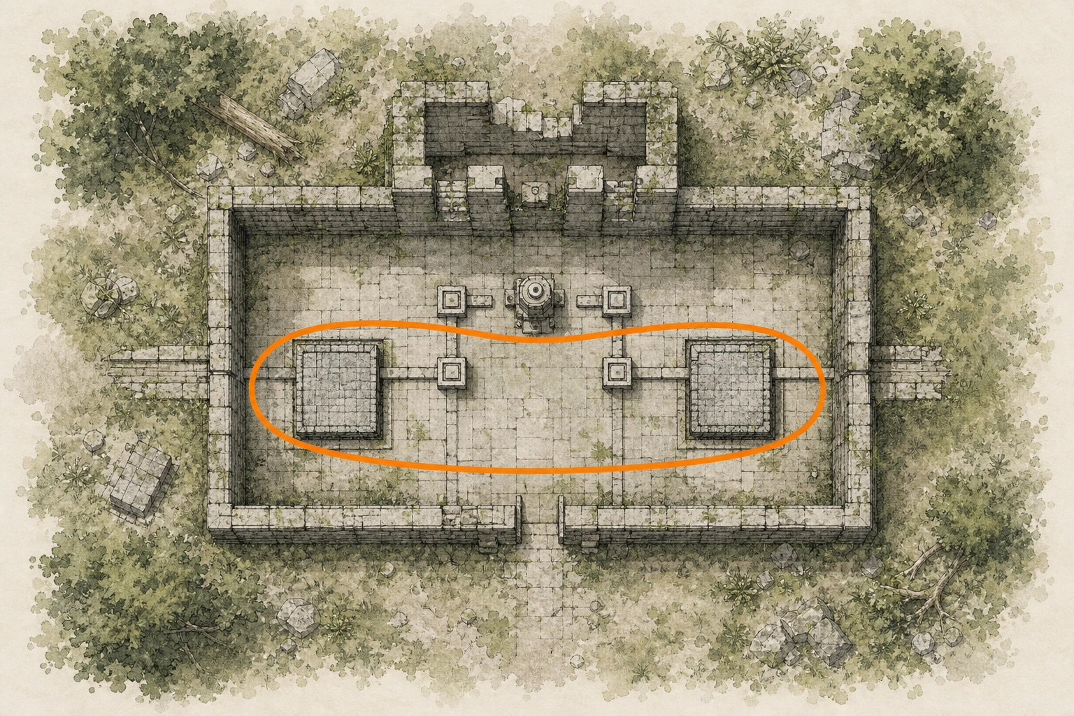 Location guide visual for Ancient Ruin #9, Blue Thicket Ruins in Crimson Desert