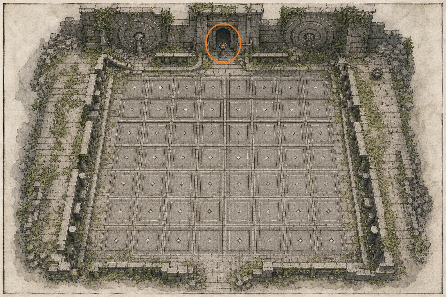 Location guide visual for Ancient Ruin #13, Beardtree Hills Rock Ruins in Crimson Desert