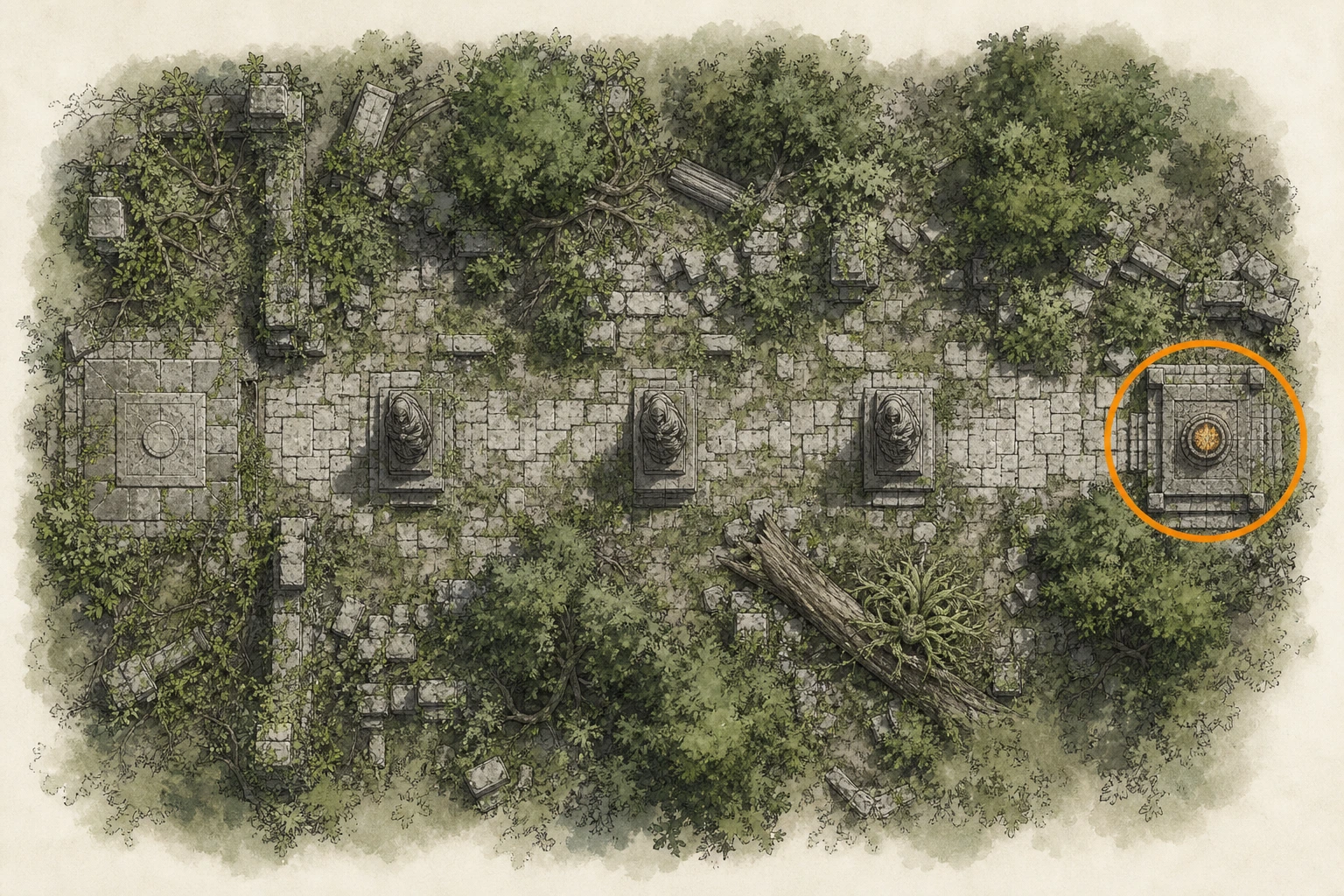 Location guide visual for Ancient Ruin #31, Mount Benus Ruins in Crimson Desert