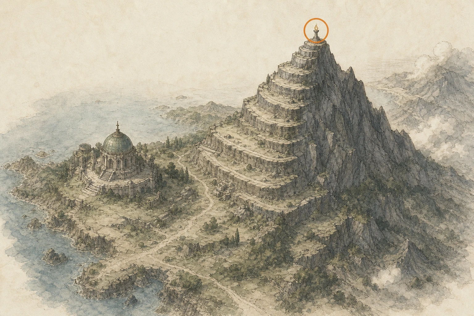 Location guide visual for Secret Place #33, Peak of the Innovative Mind in Crimson Desert