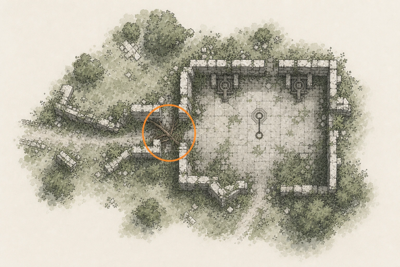Location guide visual for Ancient Ruin #34, Secret Chamber of the Golden Plains Ruins in Crimson Desert