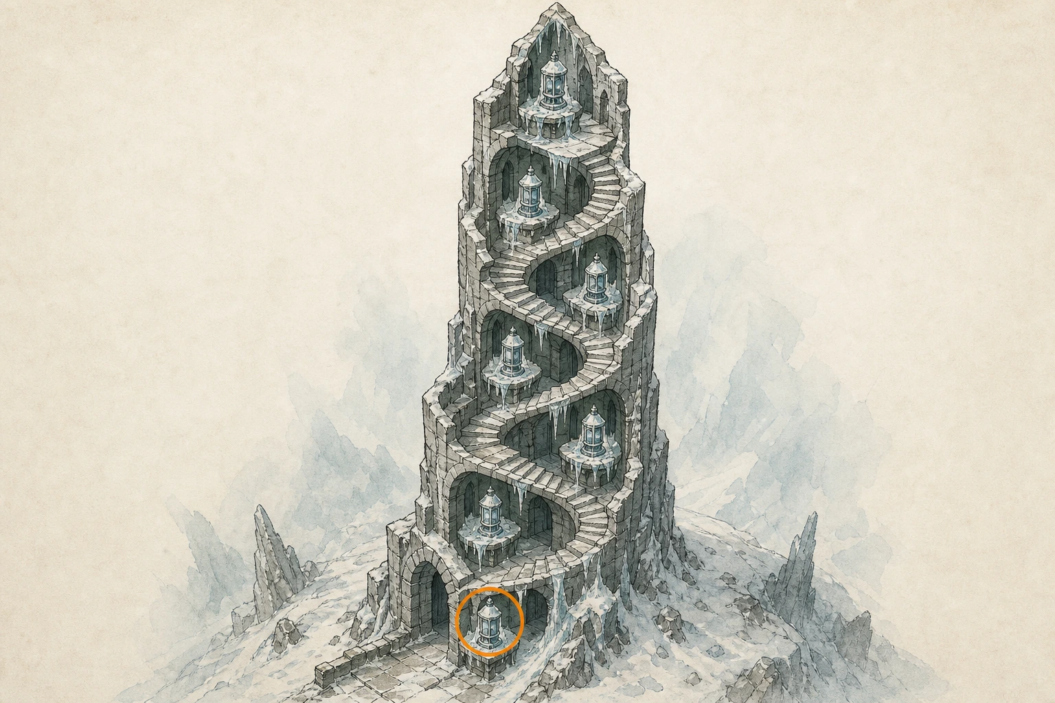 Location guide visual for Spire #8, Spire of Frost in Crimson Desert