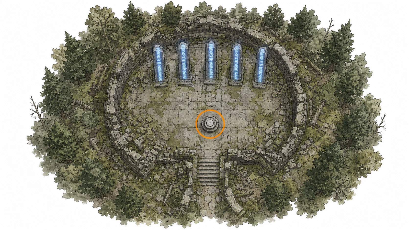 Location guide visual for Ancient Ruin #3, Deepfog Basin Everfrost Ruins in Crimson Desert