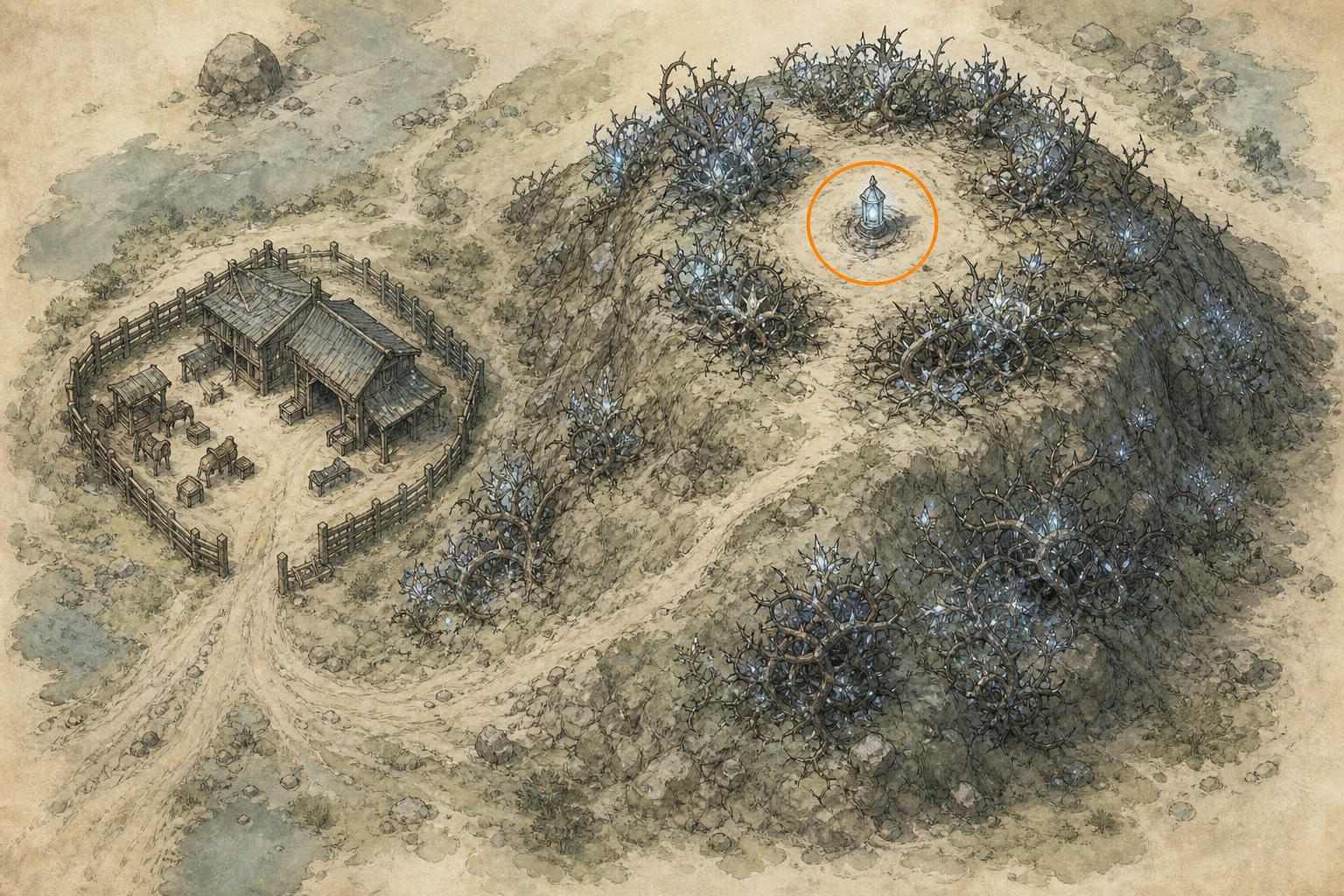 Location guide visual for Secret Place #13, A Hill Guided By Light in Crimson Desert