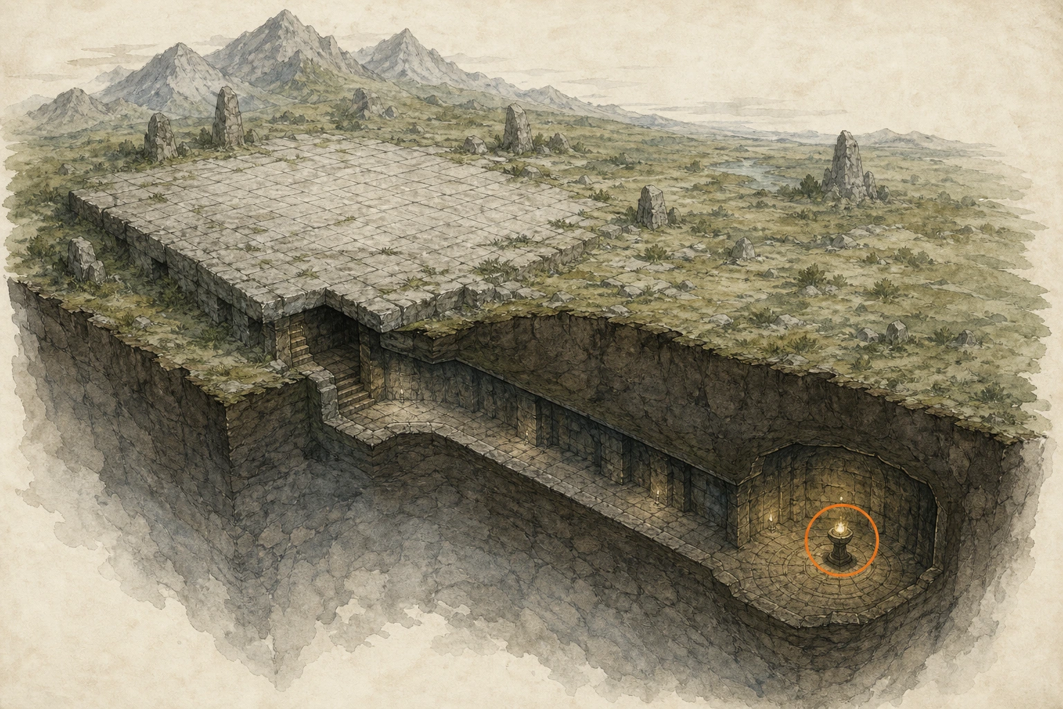 Location guide visual for Secret Place #14, Guide in the Darkness in Crimson Desert