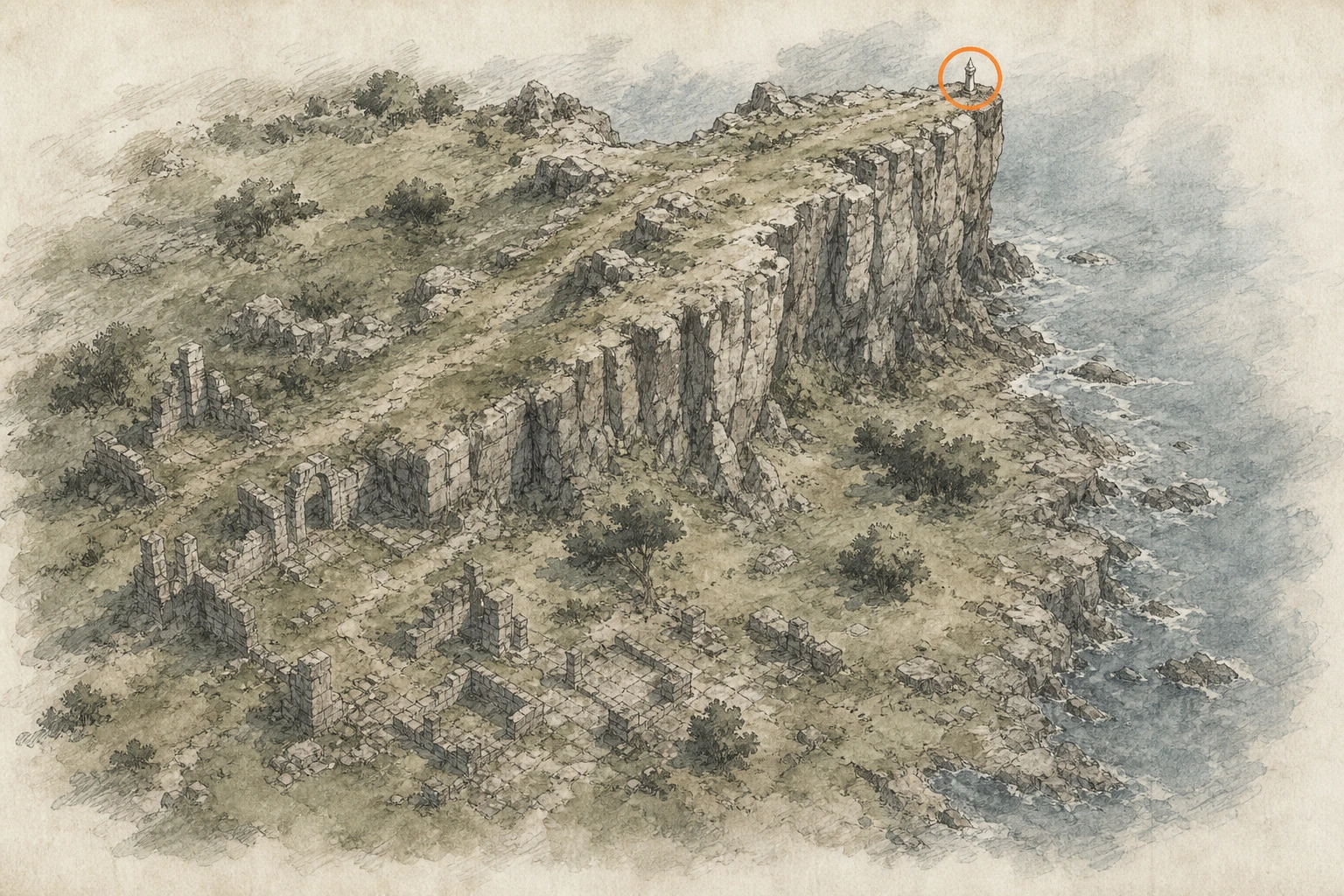Location guide visual for Secret Place #60, Watcher on the Cliff in Crimson Desert