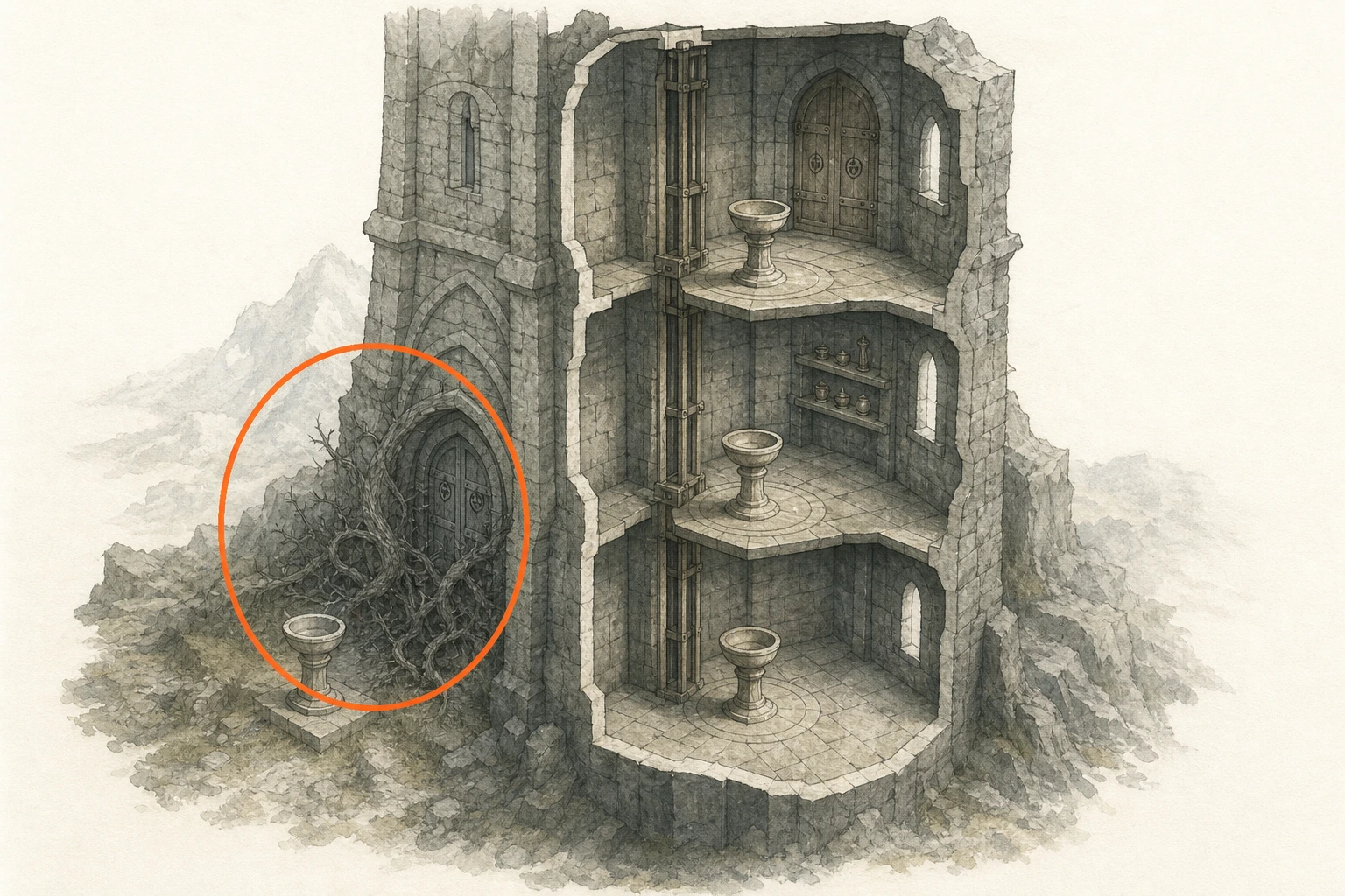 Location guide visual for Spire #5, Spire of Insight in Crimson Desert