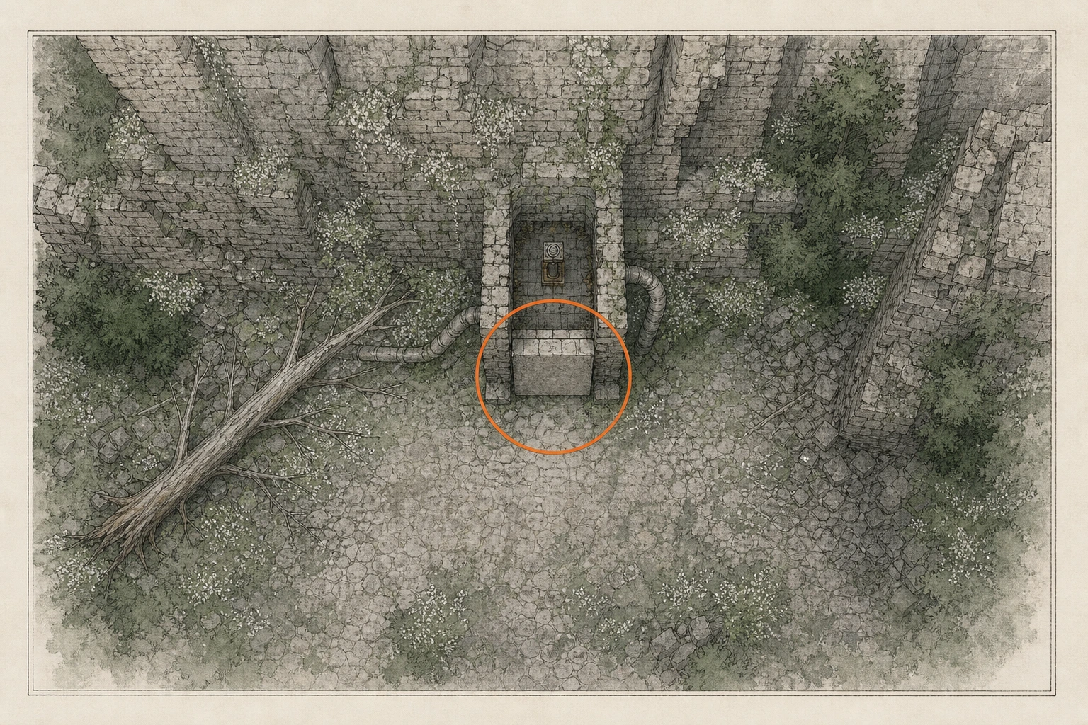 Location guide visual for Ancient Ruin #10, Black Wall Ruins in Crimson Desert