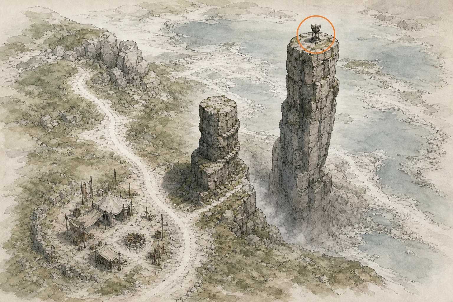 Location guide visual for Secret Place #47, Mushroomcap Cliff in Crimson Desert