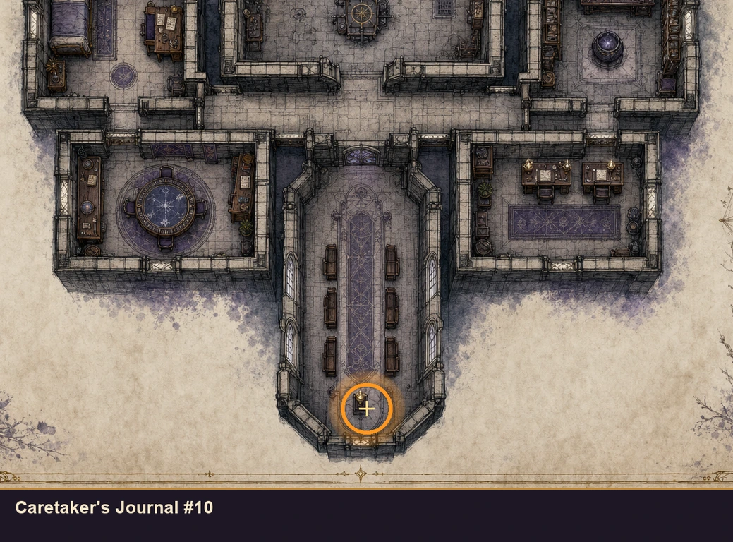 Location guide visual for Caretaker's Journal #10 in Marvel's Midnight Suns