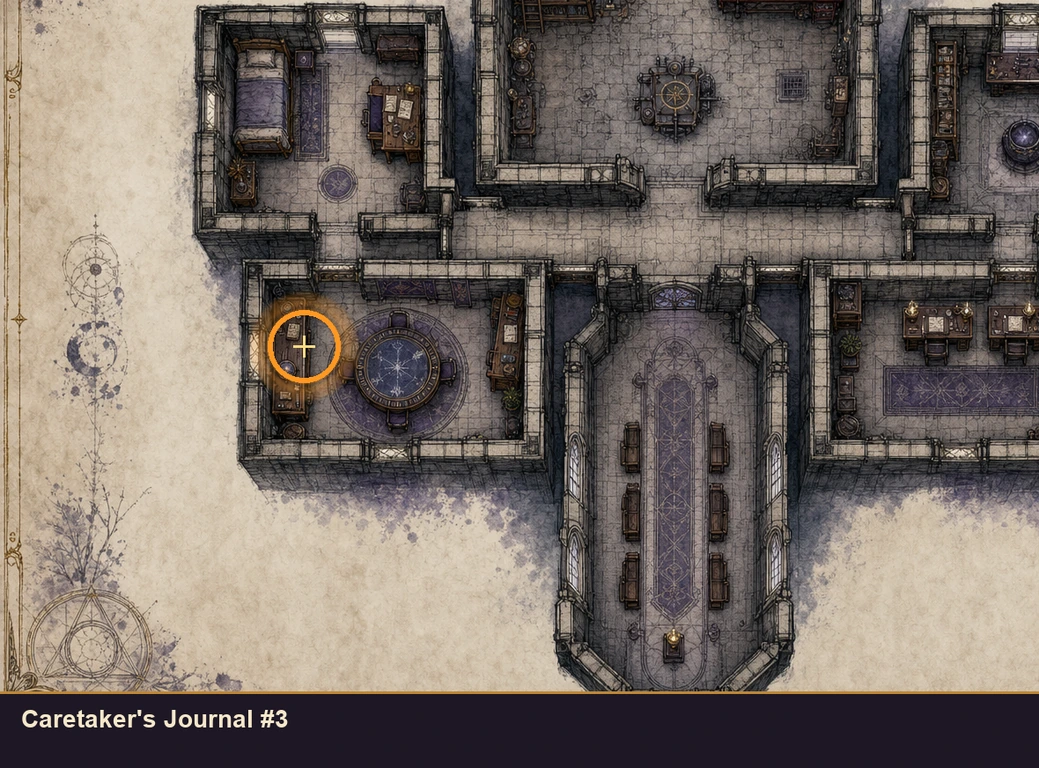 Location guide visual for Caretaker's Journal #3 in Marvel's Midnight Suns