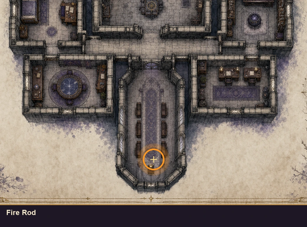 Location guide visual for Fire Rod in Marvel's Midnight Suns