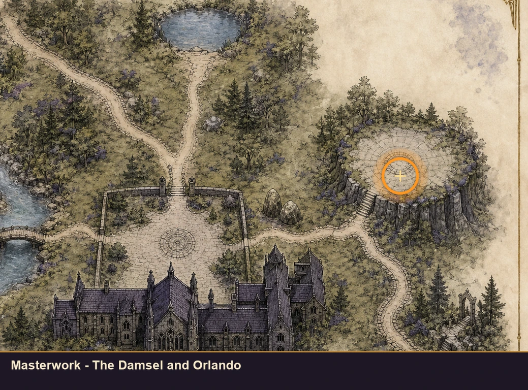 Location guide visual for Masterwork - The Damsel and Orlando in Marvel's Midnight Suns