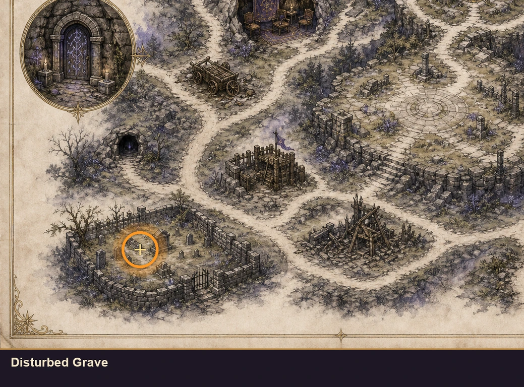 Location guide visual for Disturbed Grave in Marvel's Midnight Suns