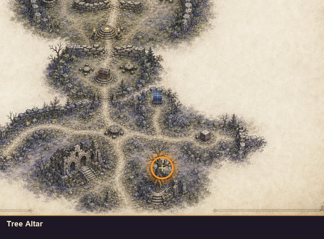 Location guide visual for Tree Altar in Marvel's Midnight Suns