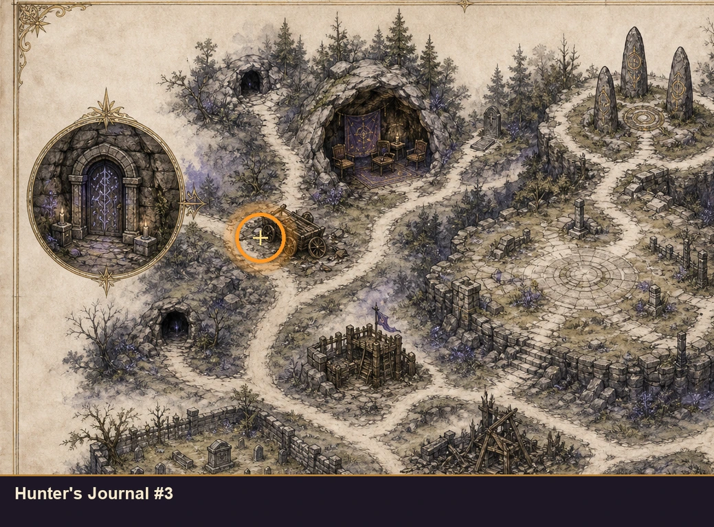 Location guide visual for Hunter's Journal #3 in Marvel's Midnight Suns