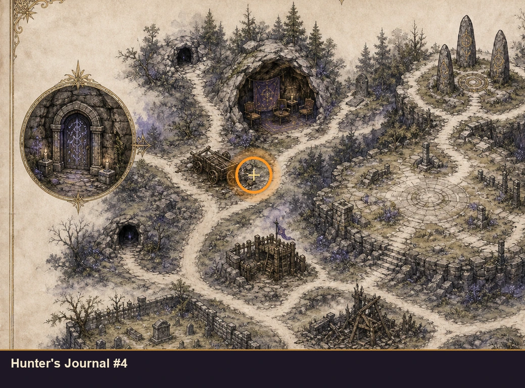 Location guide visual for Hunter's Journal #4 in Marvel's Midnight Suns