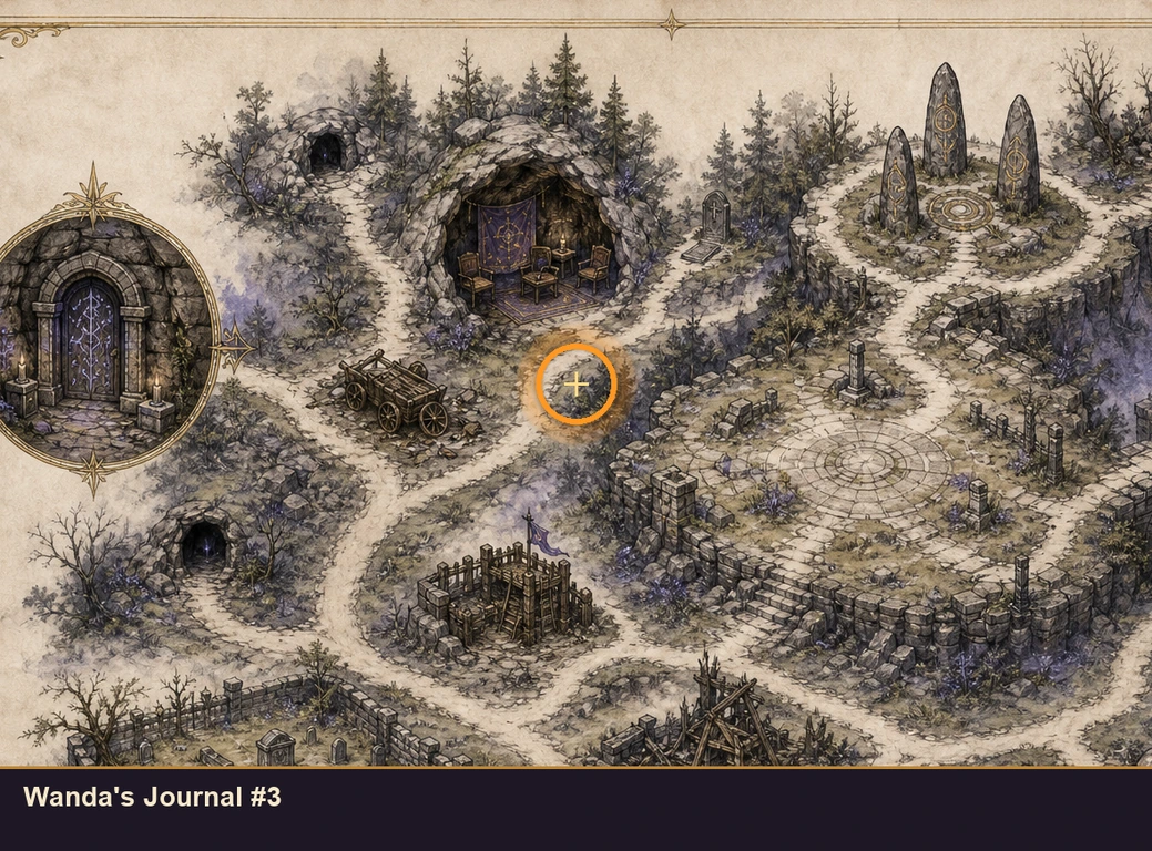 Location guide visual for Wanda's Journal #3 in Marvel's Midnight Suns