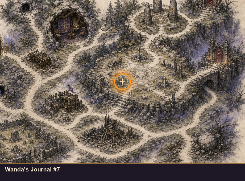Location guide visual for Wanda's Journal #7 in Marvel's Midnight Suns