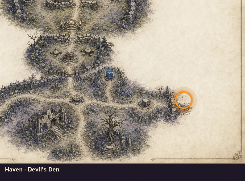 Location guide visual for Haven - Devil's Den in Marvel's Midnight Suns