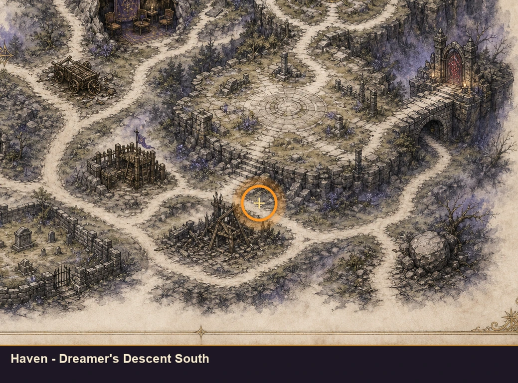 Location guide visual for Haven - Dreamer's Descent South in Marvel's Midnight Suns