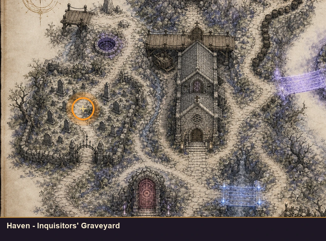 Location guide visual for Haven - Inquisitors' Graveyard in Marvel's Midnight Suns