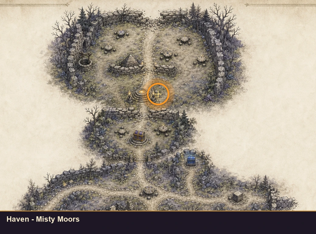 Location guide visual for Haven - Misty Moors in Marvel's Midnight Suns