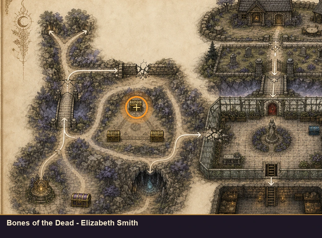 Location guide visual for Bones of the Dead - Elizabeth Smith in Marvel's Midnight Suns