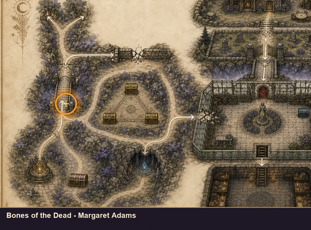 Location guide visual for Bones of the Dead - Margaret Adams in Marvel's Midnight Suns