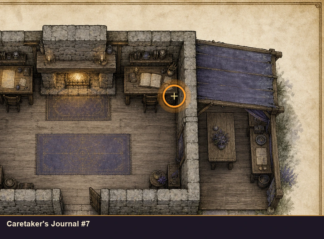 Location guide visual for Caretaker's Journal #7 in Marvel's Midnight Suns
