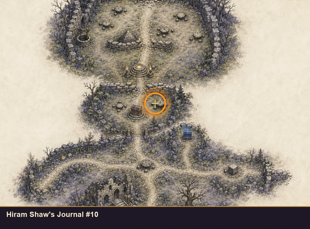 Location guide visual for Hiram Shaw's Journal #10 in Marvel's Midnight Suns