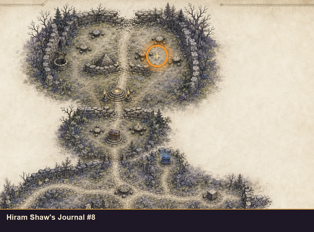 Location guide visual for Hiram Shaw's Journal #8 in Marvel's Midnight Suns