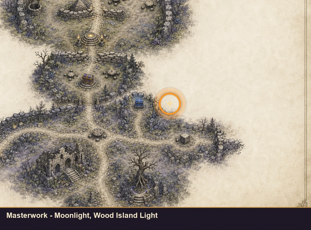 Location guide visual for Masterwork - Moonlight, Wood Island Light in Marvel's Midnight Suns