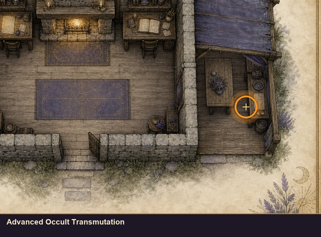 Location guide visual for Advanced Occult Transmutation in Marvel's Midnight Suns