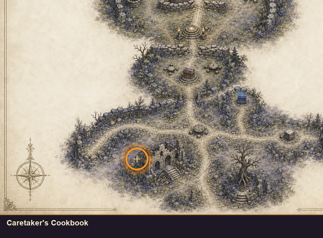 Location guide visual for Caretaker's Cookbook in Marvel's Midnight Suns